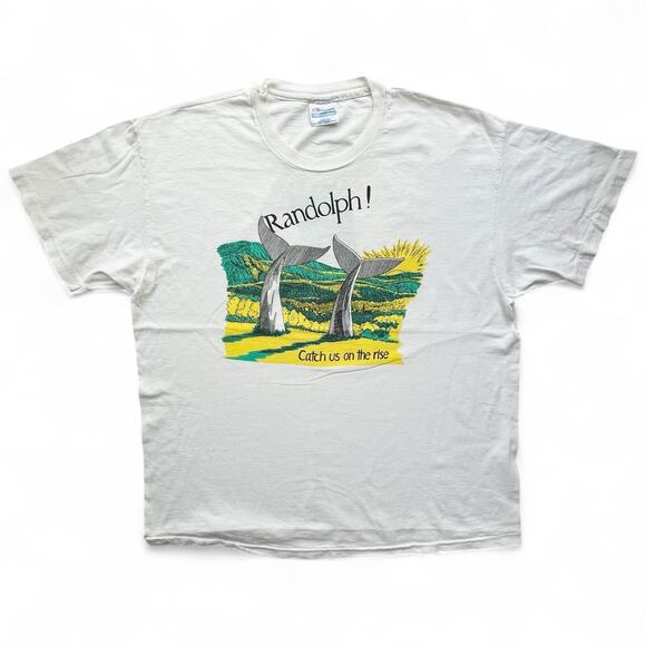 Vintage Obscure Randolph Heart of Vermont Whales Tails T Shirt Hanes Art Indie - Picture 1 of 13